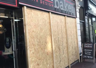 hairdressers boarded up windows - Emergency boarding up and glazing service across Devon